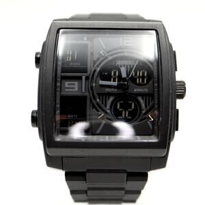 SKMEI Mens Jumbo Mens Ana Digi 45mm Watch Black Plastic Alarm Chrono Timer Works